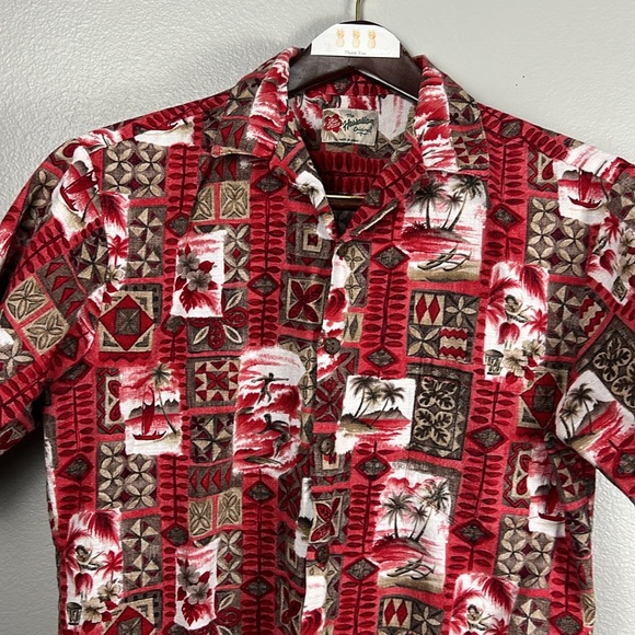 Hilo Hattie "Diamond Head" Aloha shirt in Red Made in Hawaii - size L - Picture 5 of 5